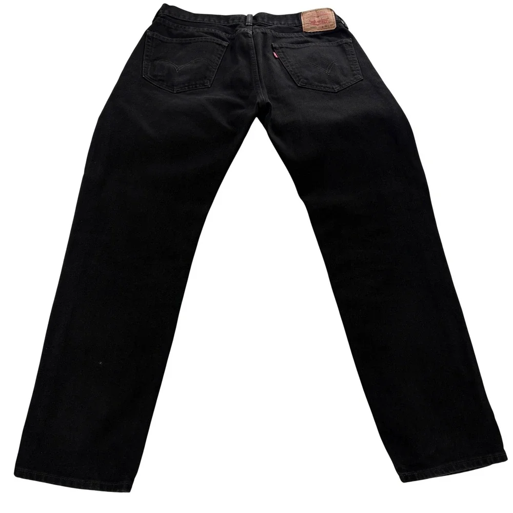 Levis 505 Regular Fit Straight Leg Black Denim Jeans Mens 36x34 (Measures 36x32)